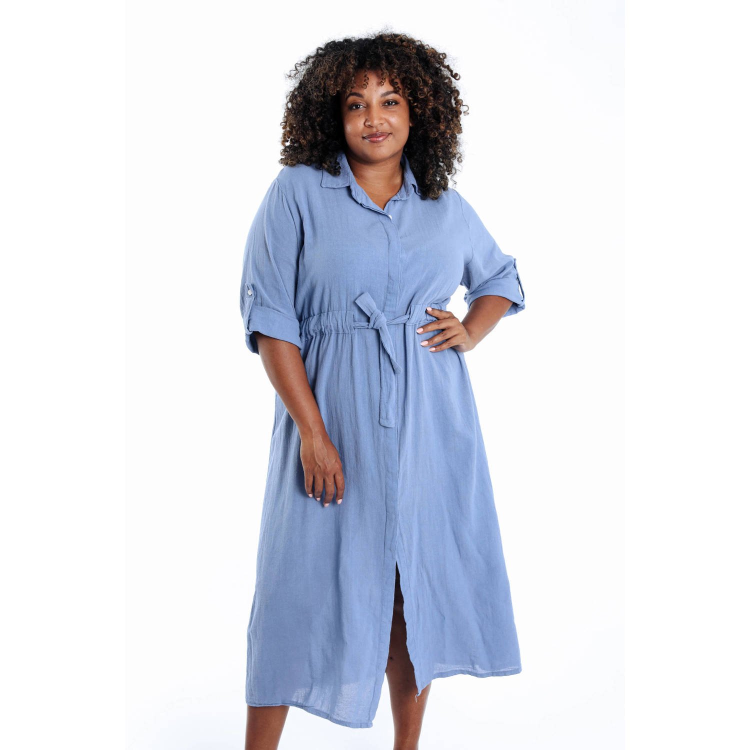 Paprika blousejurk blauw