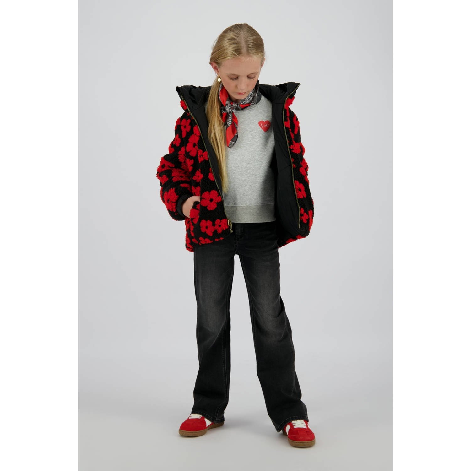 Vingino teddy reversible jas zwart