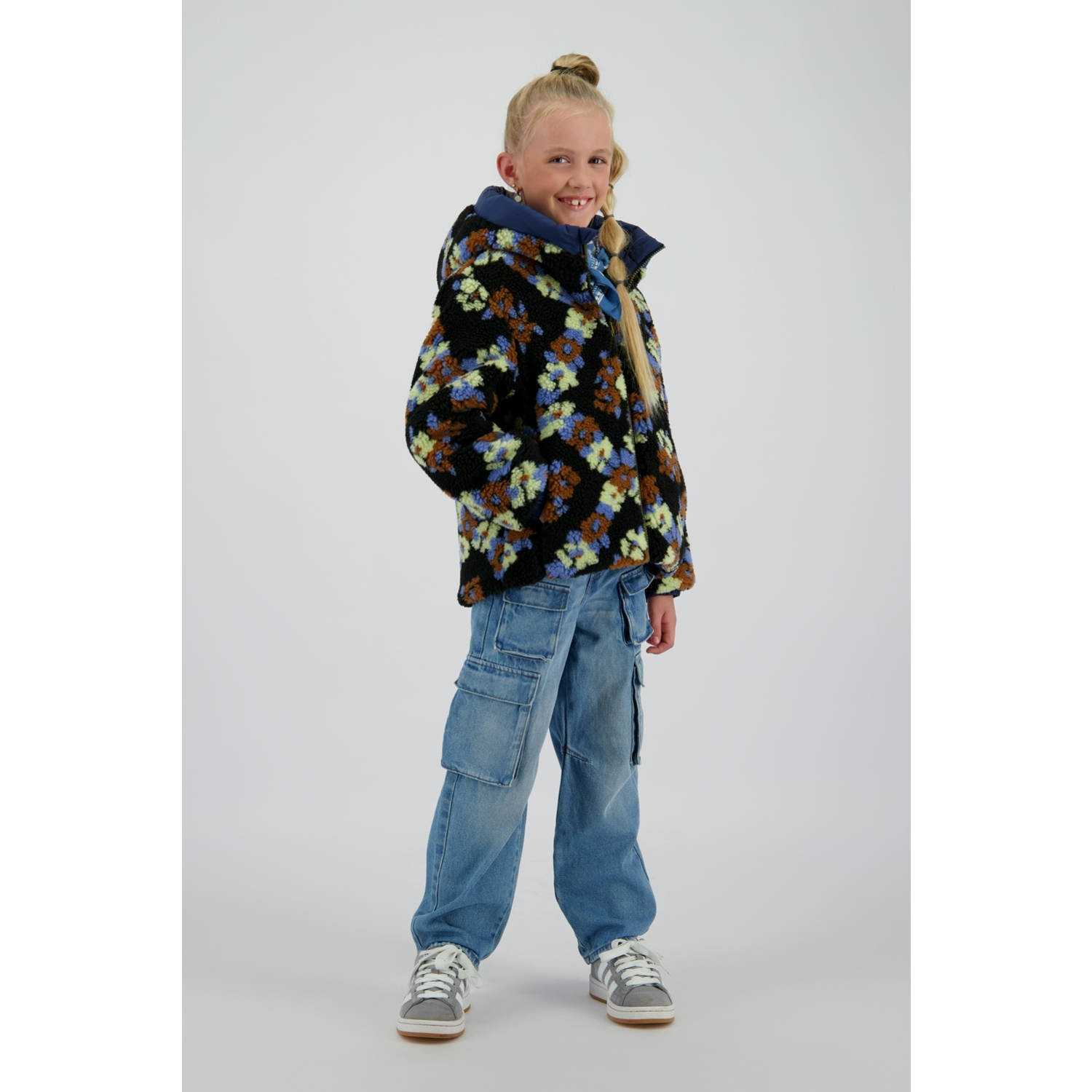 Vingino teddy reversible jas blauw
