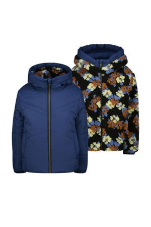teddy reversible jas blauw