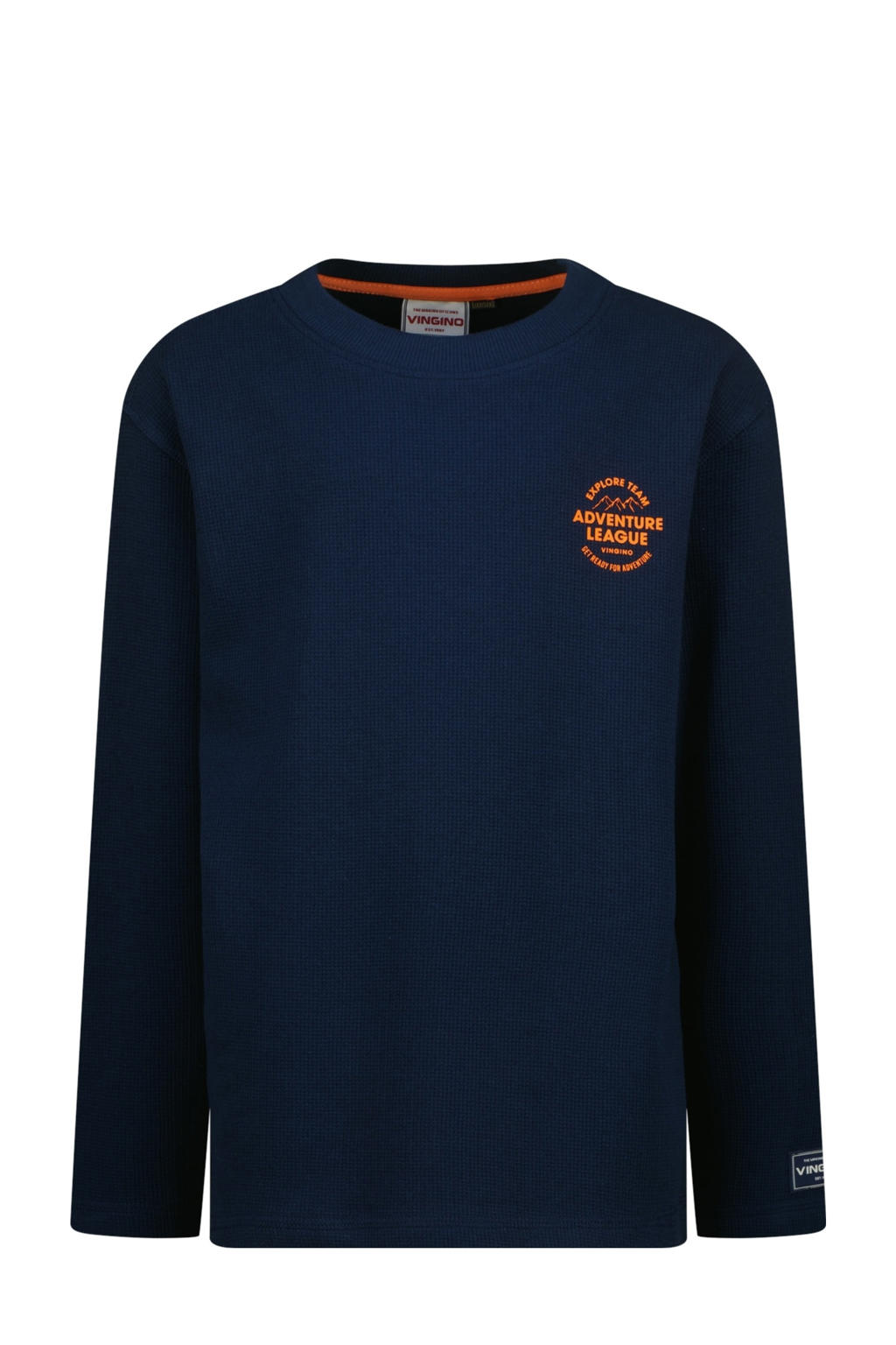 Blauwe jongens Vingino longsleeve van katoen met lange mouwen en ronde hals