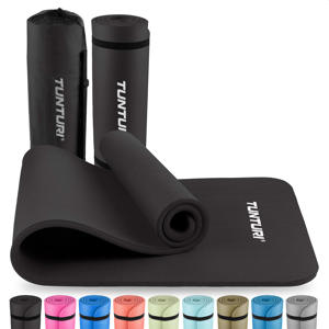  fitnessmat met draagtas 15 mm zwart