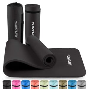 fitnessmat met draagtas 15 mm zwart