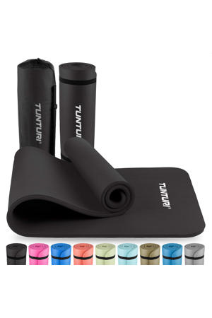  fitnessmat  met draagtas 15mm zwart