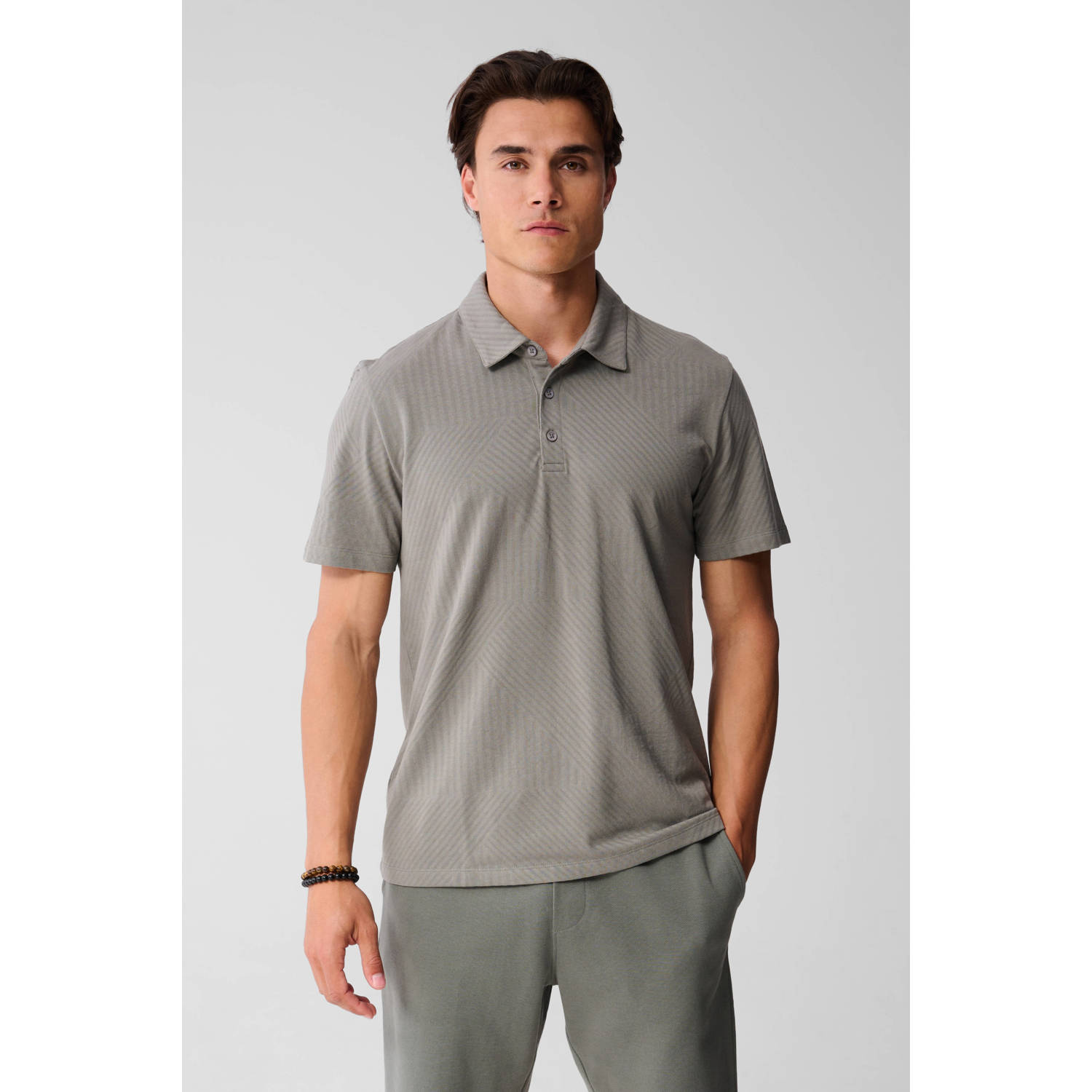 Shoeby regular polo grijsgroen