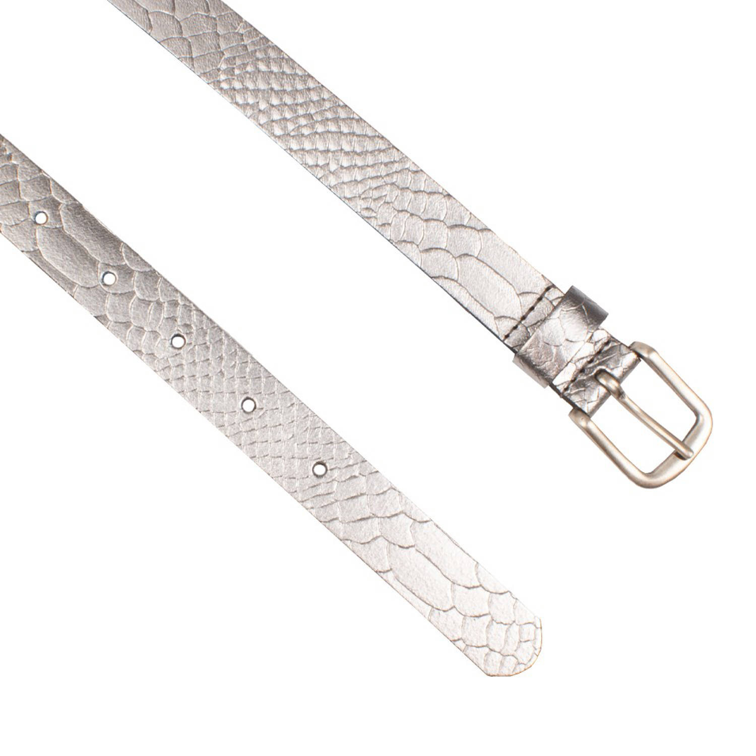 Petrol industries Plus Size leren riem zilverkleurig