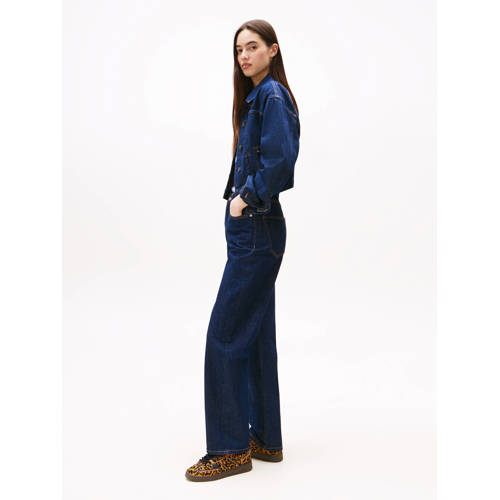 Tommy Jeans The Greenwich leren sneakers met panterprint cognac afbeelding