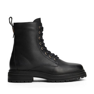 leren veterboots zwart