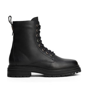 leren veterboots zwart