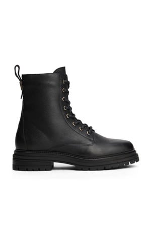 leren veterboots zwart