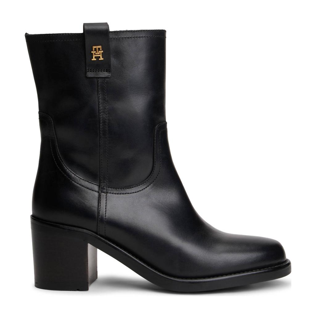 Zwarte dames Tommy Hilfiger leren enkellaarzen