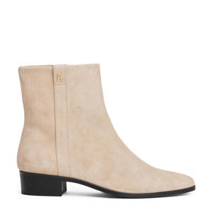 leren enkellaarzen beige