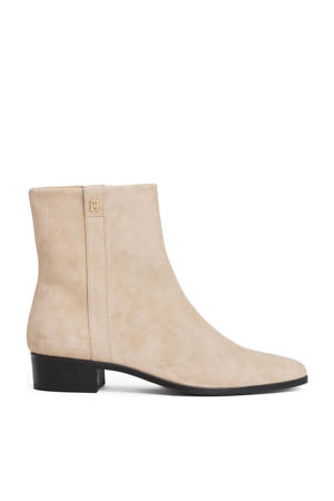 leren enkellaarzen beige