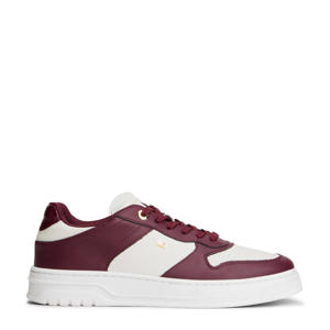 leren sneakers roodbruin/wit