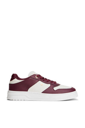 leren sneakers roodbruin/wit