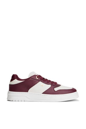 leren sneakers roodbruin/wit