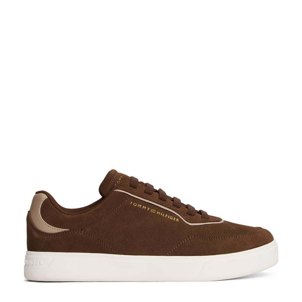 Bruine dames Tommy Hilfiger suède sneakers met veters