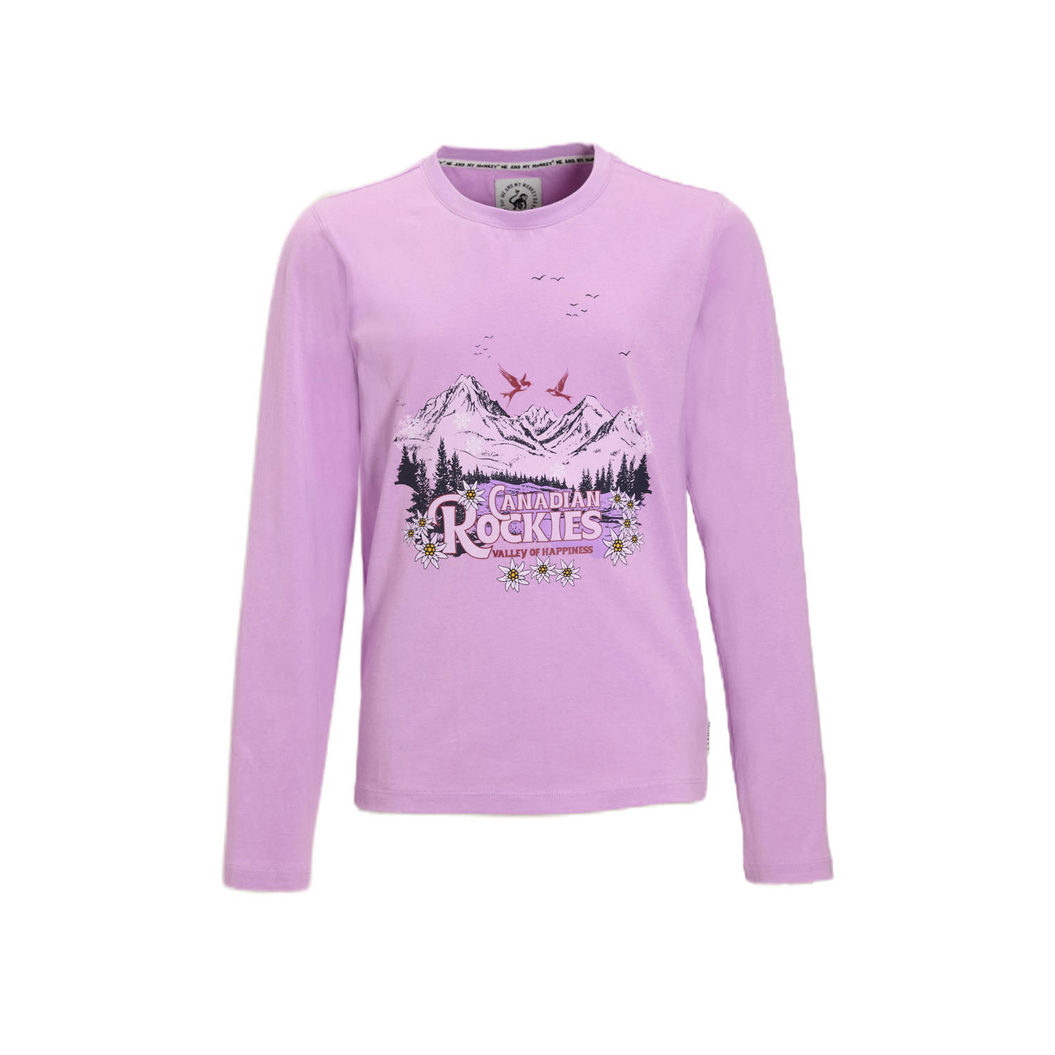 Me & My Monkey longsleeve met printopdruk paars