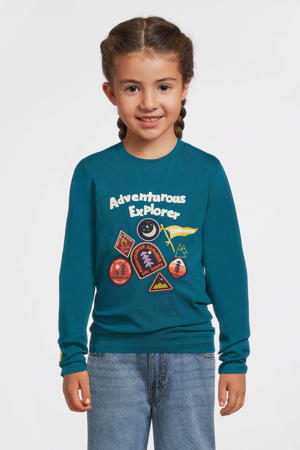 longsleeve met badge petrol