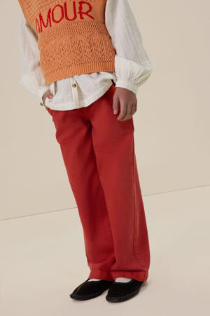 wide leg casual broek rood