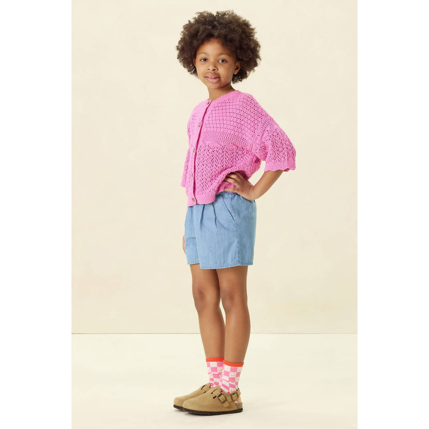 Sissy-Boy gebreid vest roze ajour