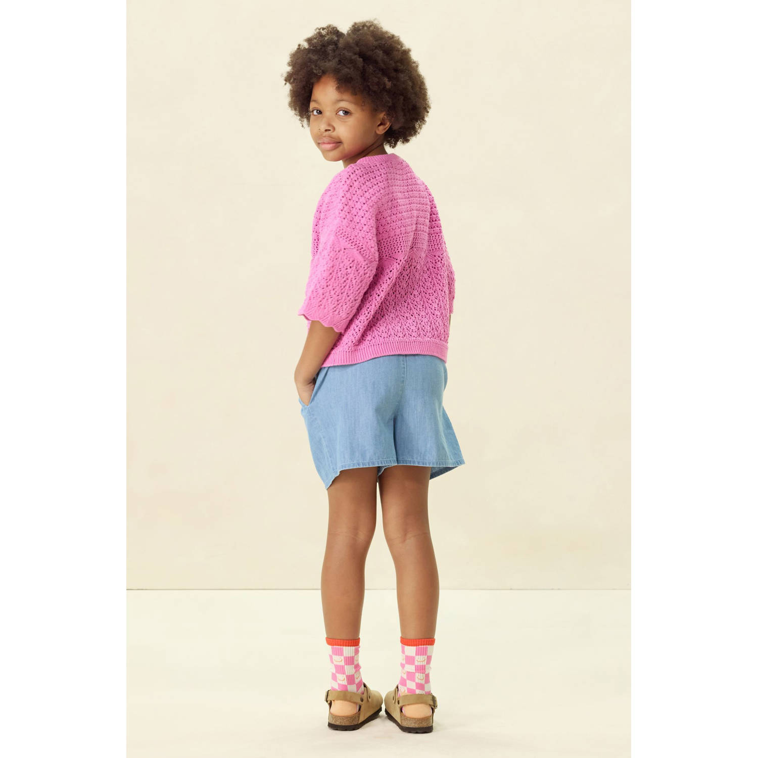 Sissy-Boy gebreid vest roze ajour