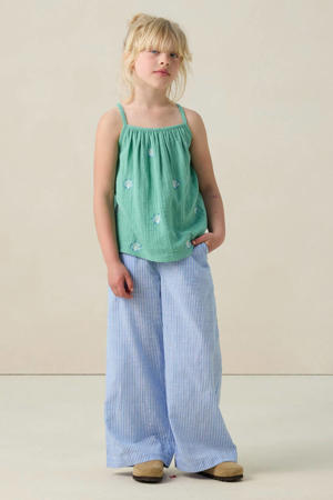 wide leg casual broek lichtblauw