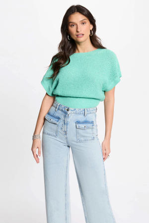 trui turquoise met glitter