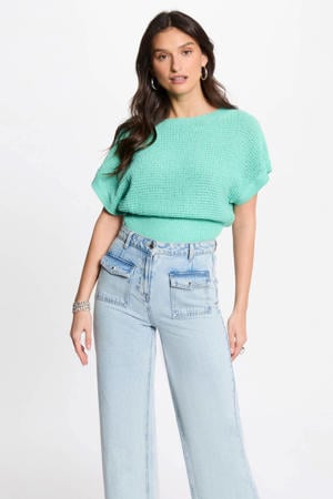 trui turquoise met glitter