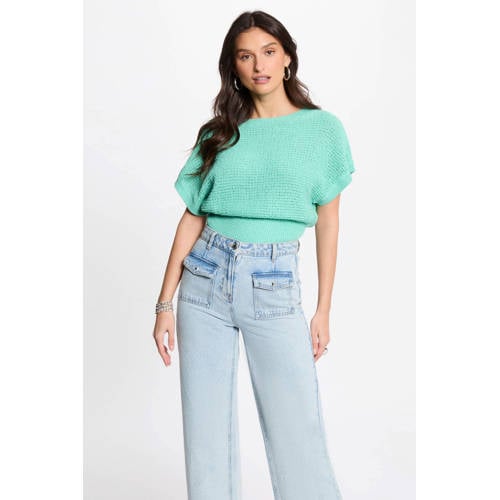 Morgan trui turquoise met glitter afbeelding