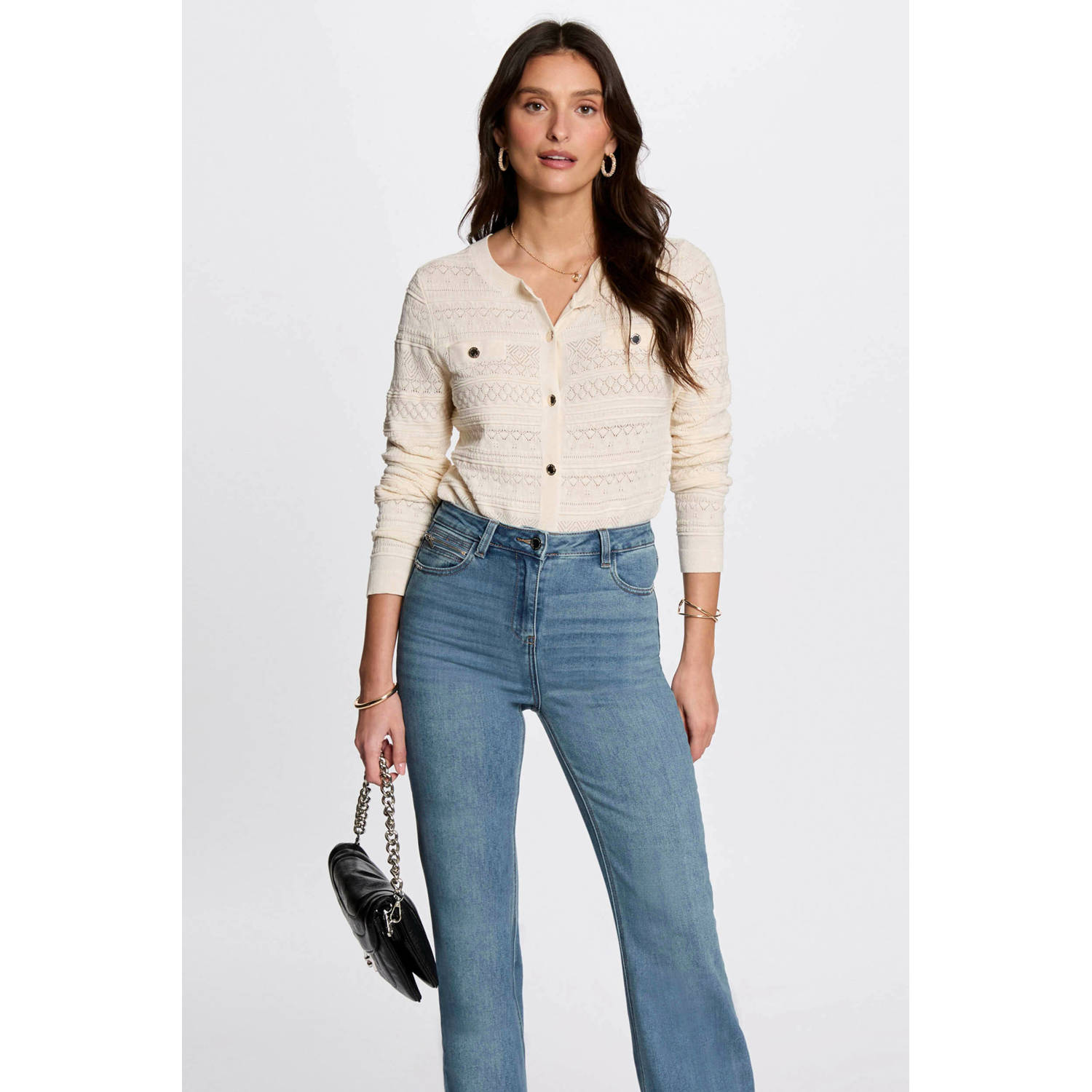 Morgan gebreid vest ecru