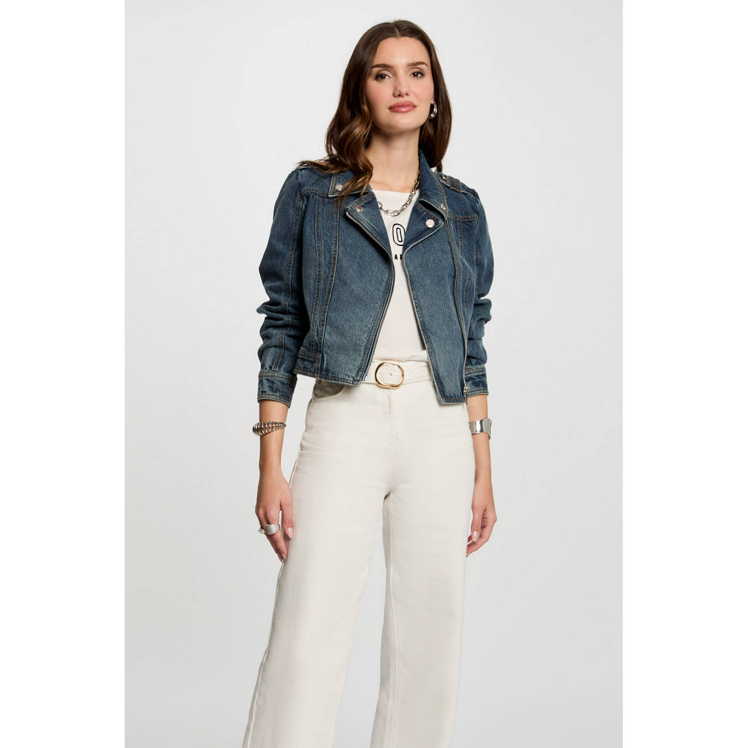 Morgan denim spijkerjas dark blue denim