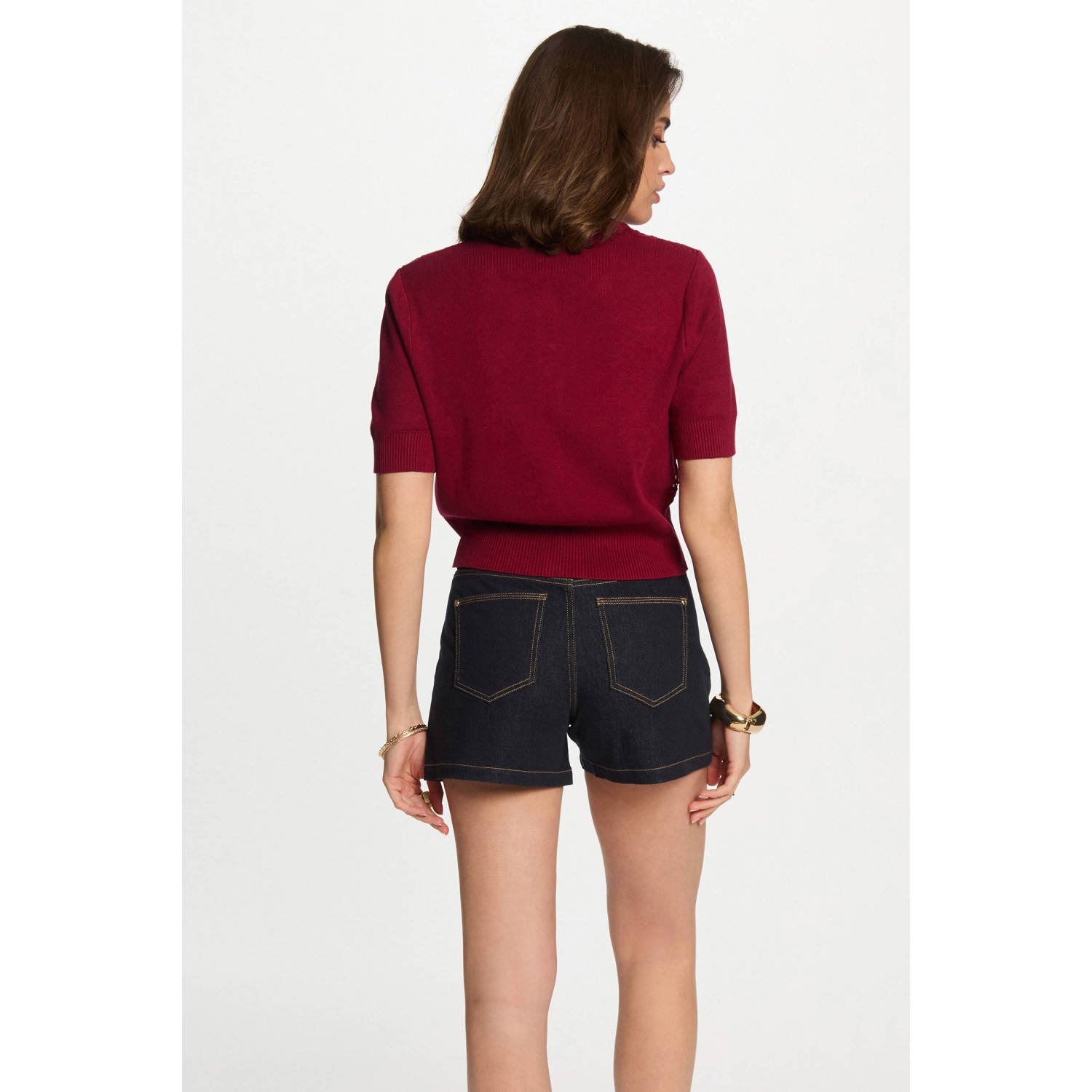 Morgan gebreid vest donkerrood