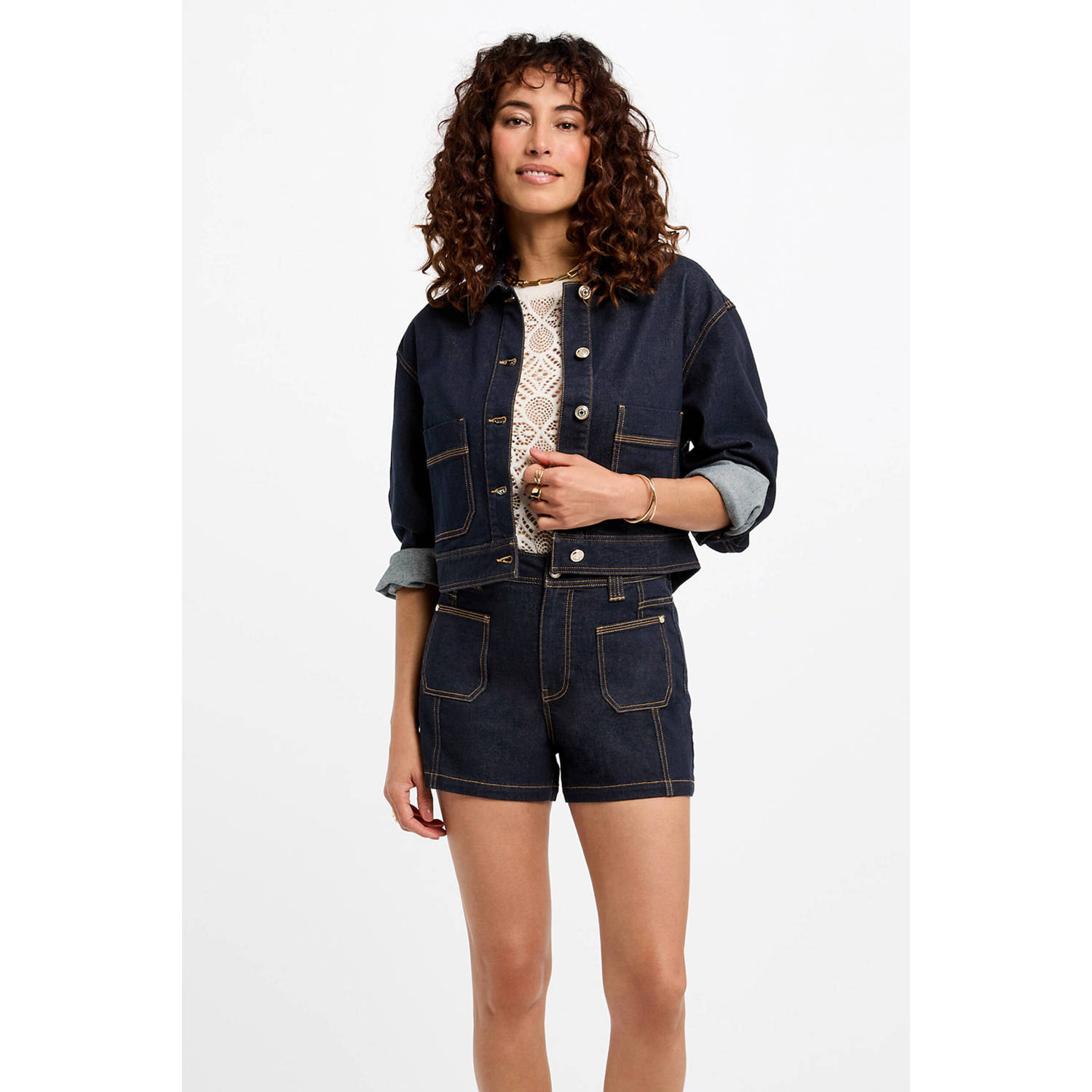 Morgan denim spijkerjas dark blue denim
