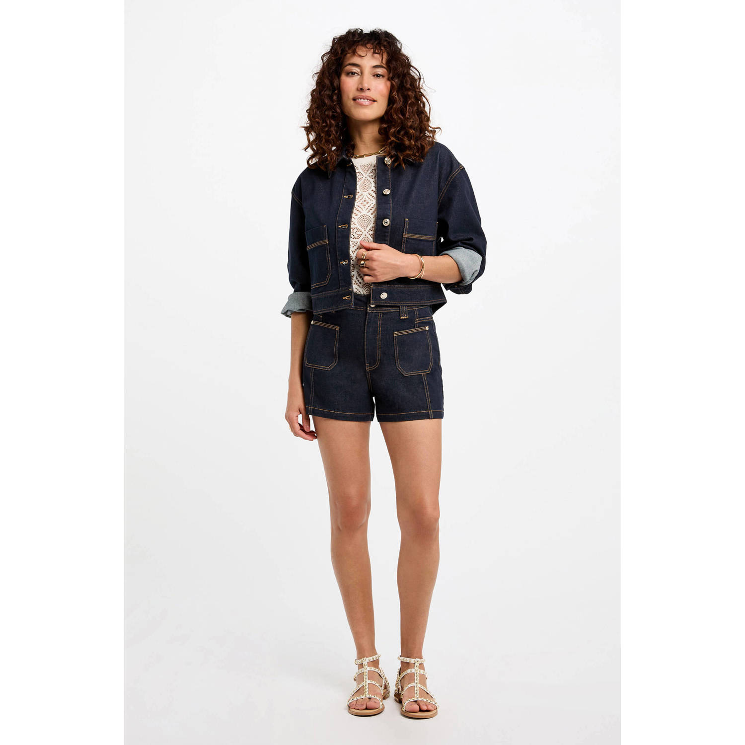 Morgan denim spijkerjas dark blue denim