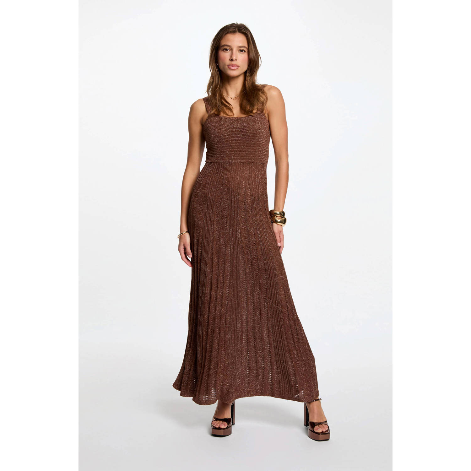 Morgan maxi jurk met glitter bruin