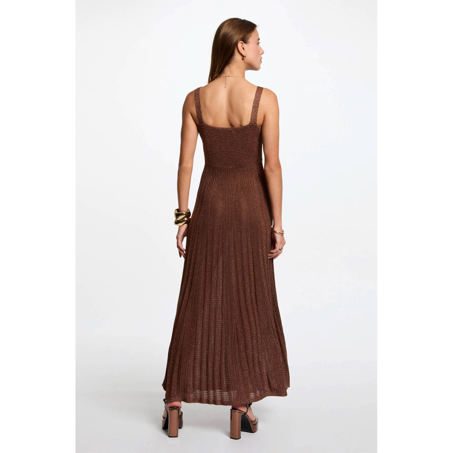 Morgan maxi jurk met glitter bruin