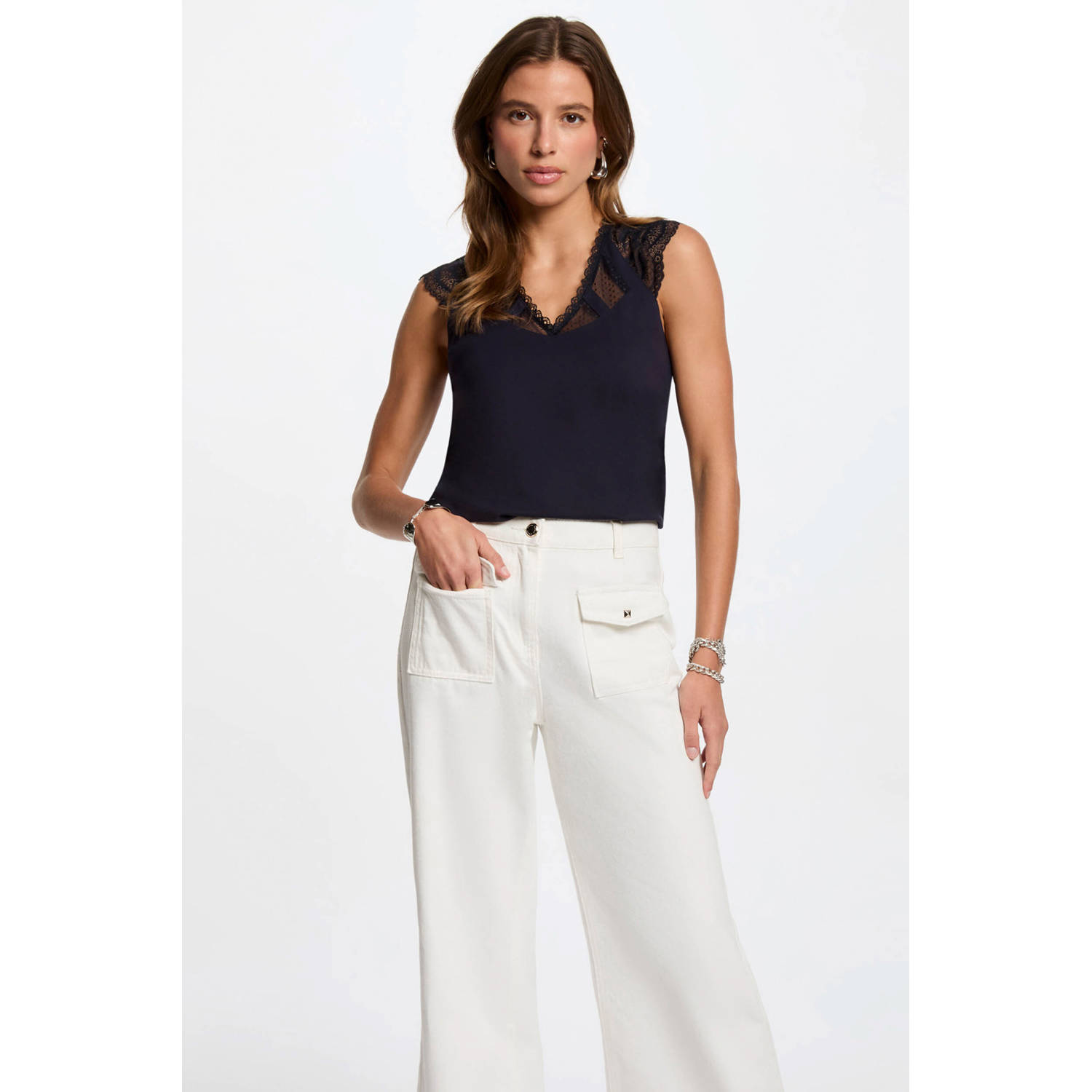 Morgan top met kant marine