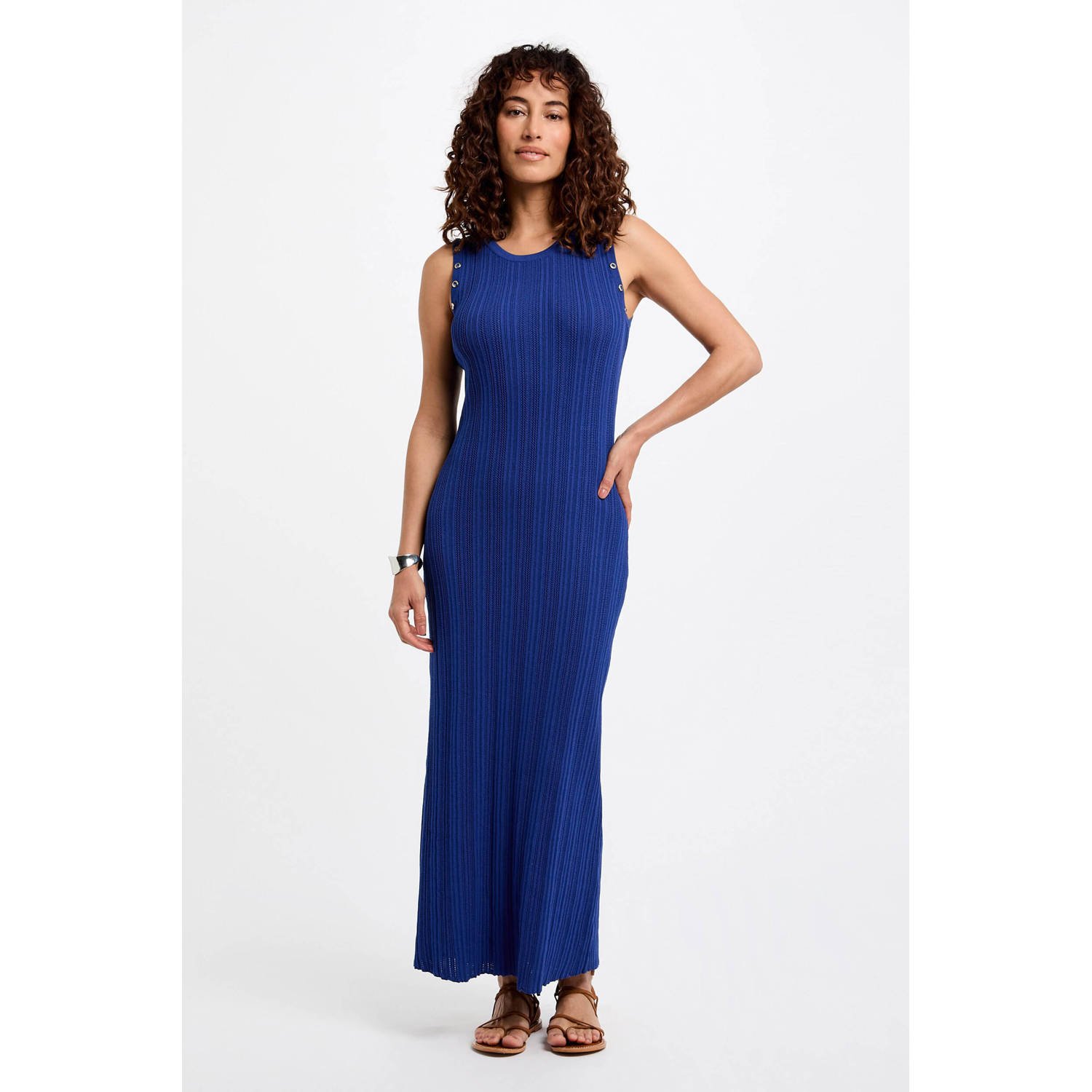 Morgan gebreide jurk blauw