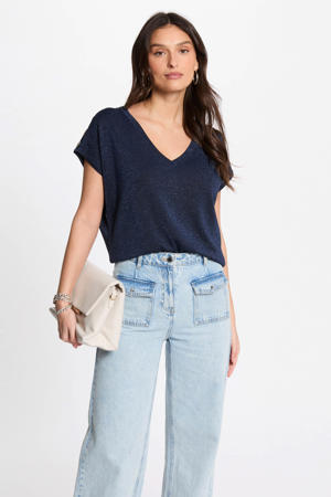 top blauw met lurex