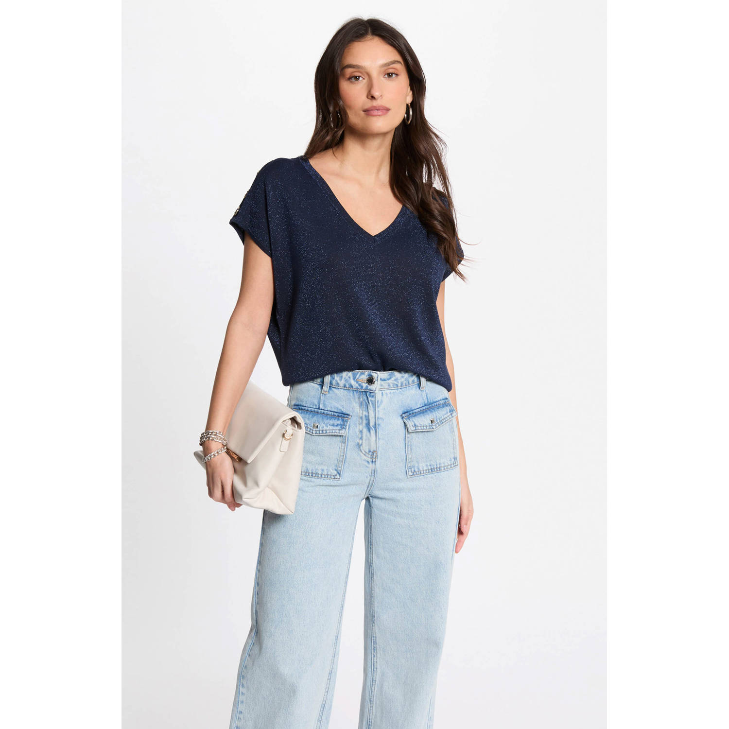 Morgan top blauw met lurex