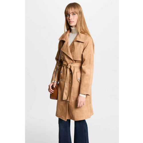 Morgan suede trenchcoat beige afbeelding