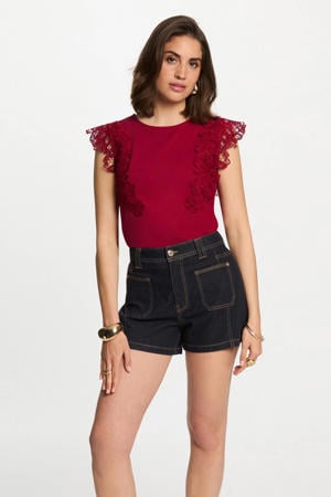 mouwloze top donkerrood