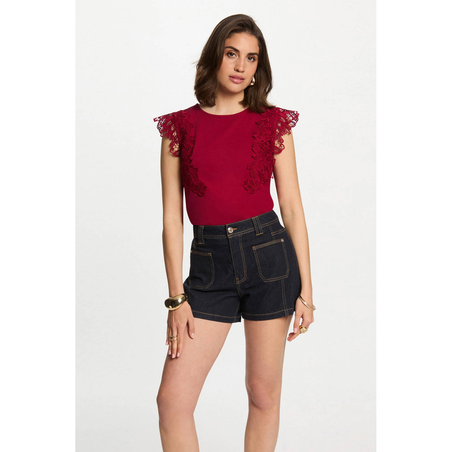 Morgan mouwloze top donkerrood