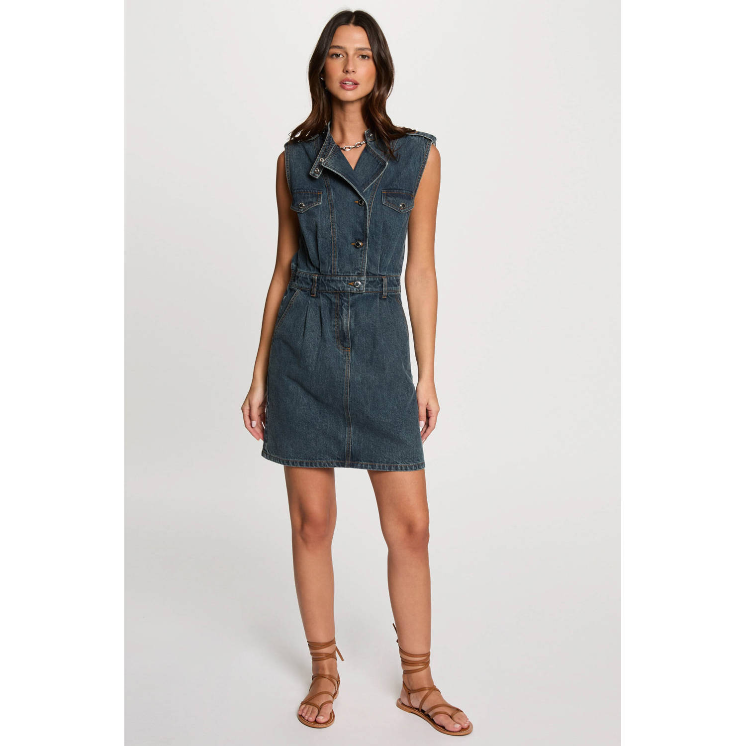 Morgan denim spijkerjurk dark blue denim
