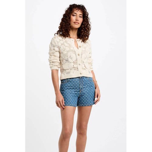 Morgan crochet vest ecru afbeelding
