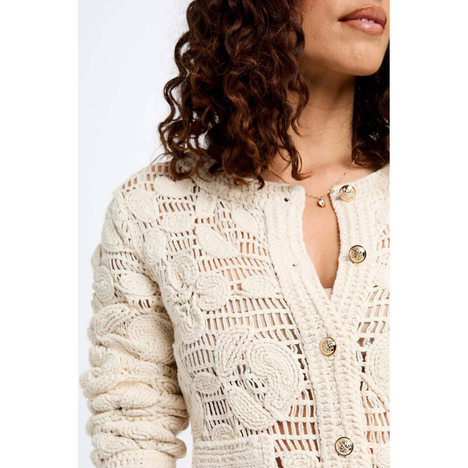 Morgan crochet vest ecru
