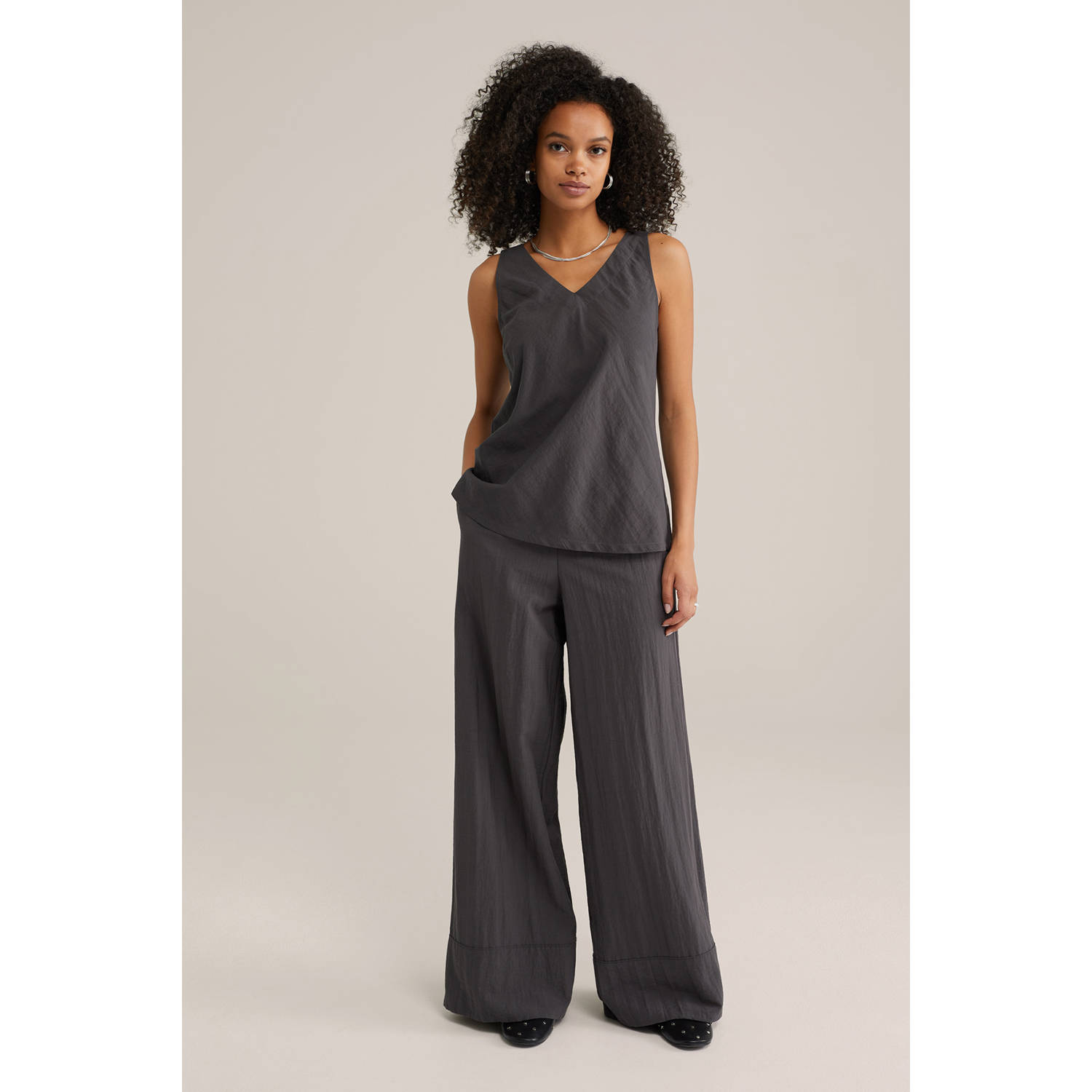 WE Fashion high waist broek grijs
