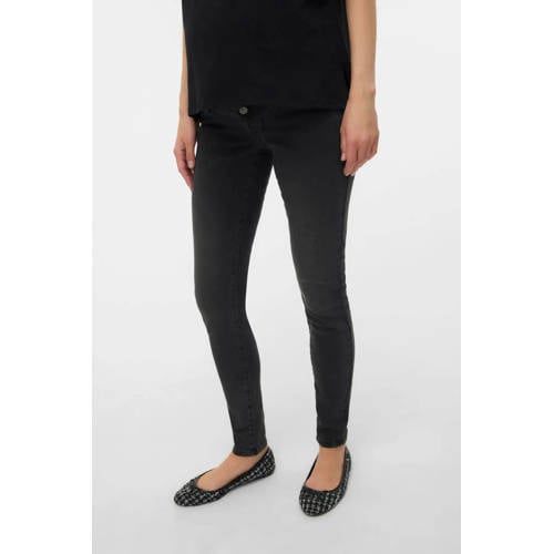 MAMALICIOUS high waist zwangerschapskleding slim fit jeans grey denim afbeelding