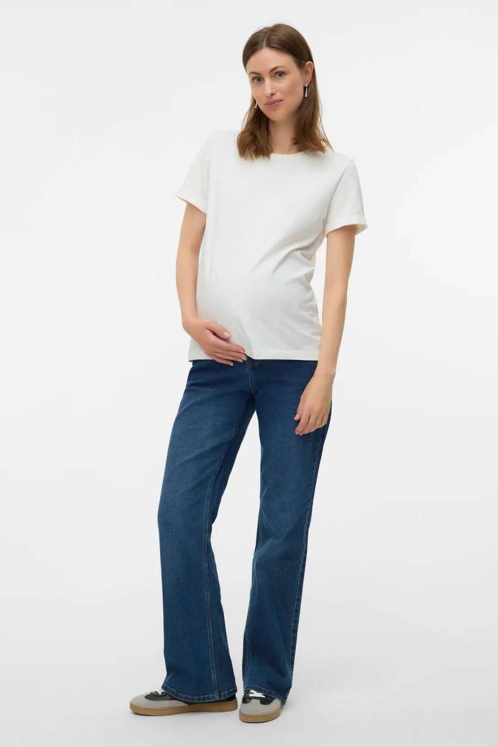 MAMALICIOUS high waist zwangerschaps flared jeans dark blue denim